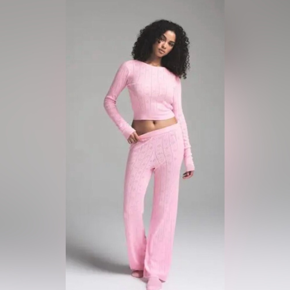 Skims Pointelle Pink Set: pants / tank / long sleeve